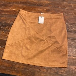MANGOPOP Mini Faux Brown Suede Skirt for Women High Waist Skirts NEW XL